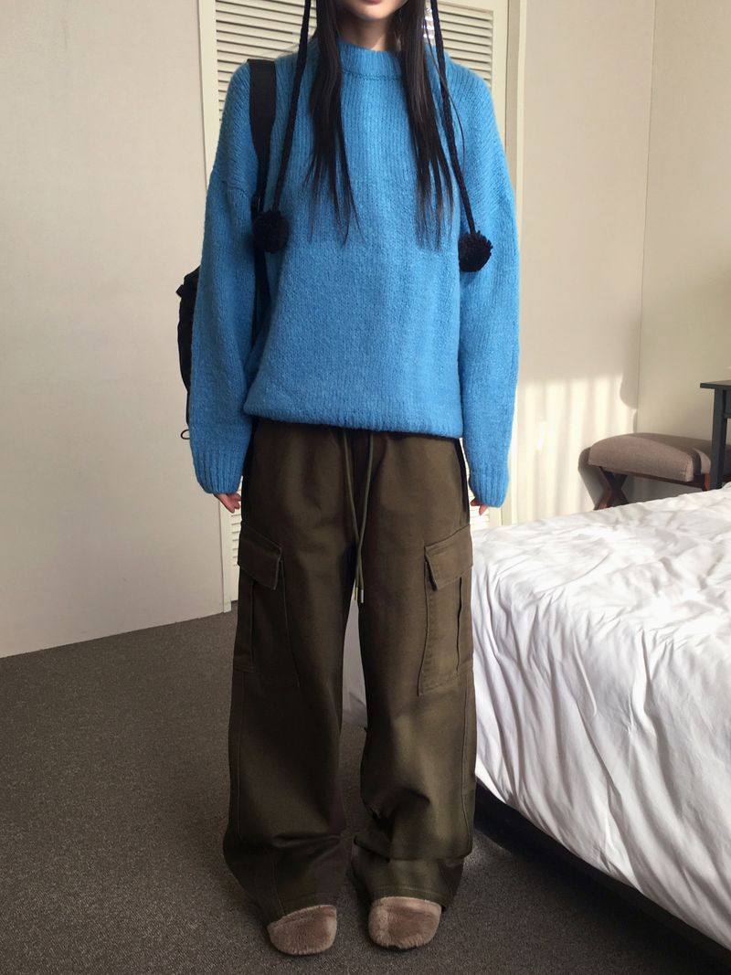ポケットコットンバンディングロングワイドカーゴパンツ