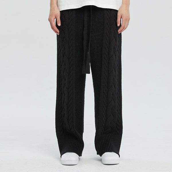 CABLE KNIT WIDE PANTS