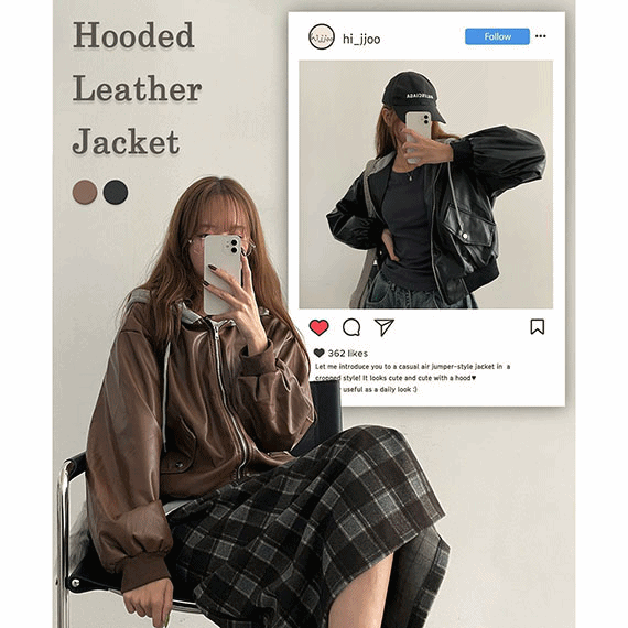 hijjoo(ハイチュー)の「Vinem Color Hooded Leather Jumper(Jackets/Outerwear)」