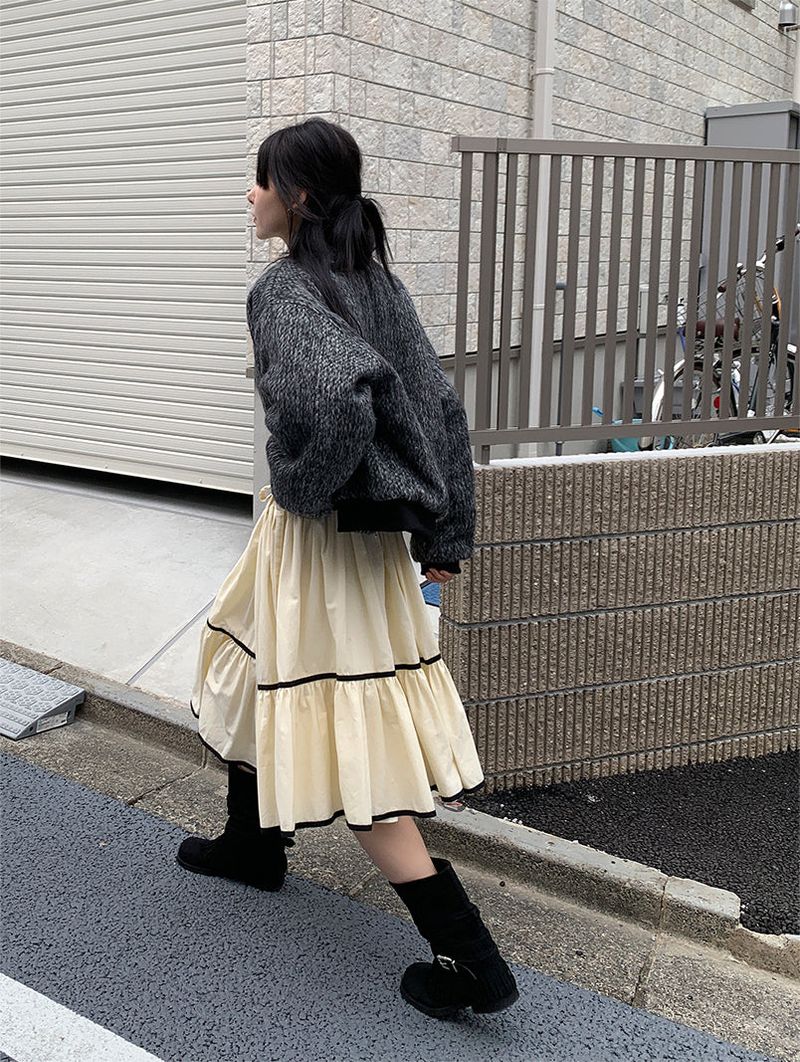 TAPE FLARE RIBBON SKIRT (2C)
