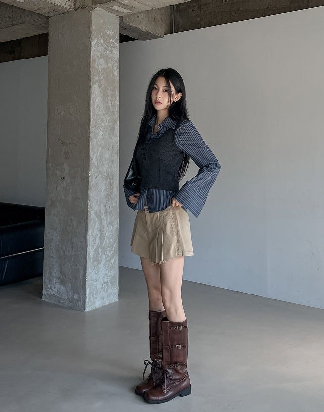 Windy Bret Button Ribbed Sleeveless