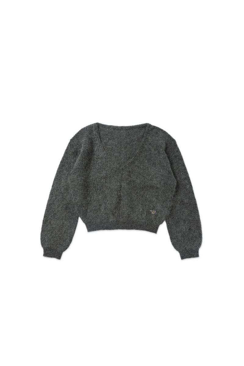 Mohair v-neck knit_charcoal