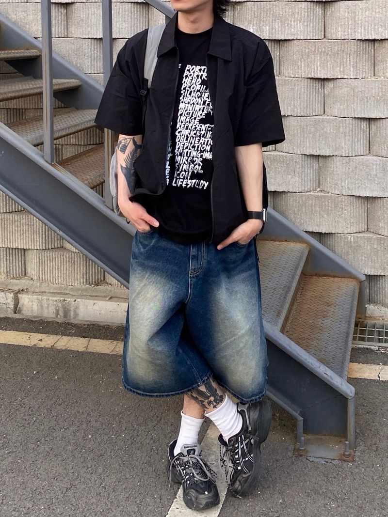 Factory nylon two way short sleeve zip-up jacket 2C