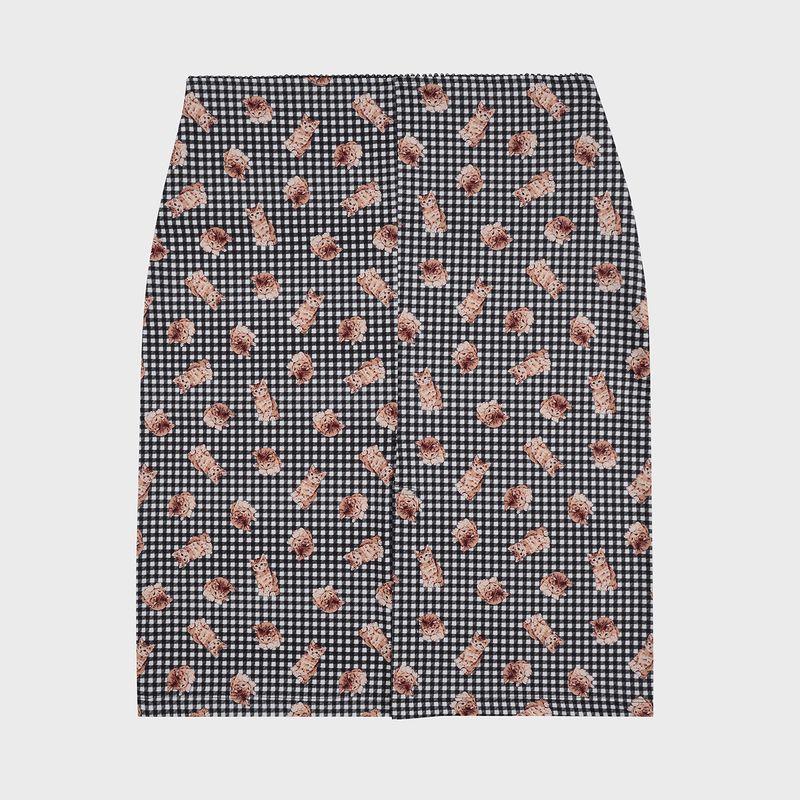 KITTEN CHECK MIDI SKIRT