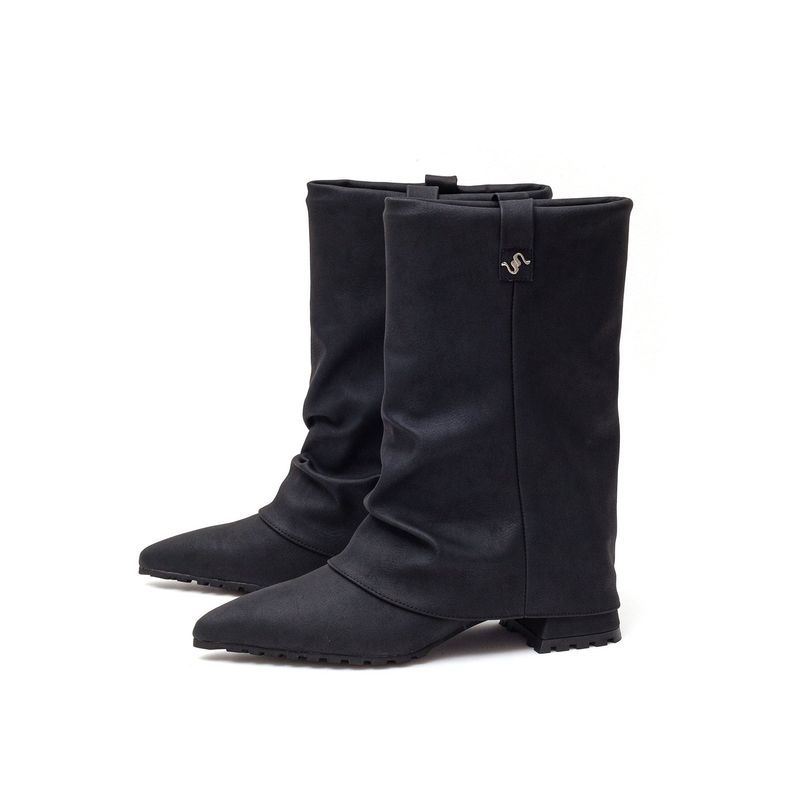 Slouchy Walker Boots(Matt Black)