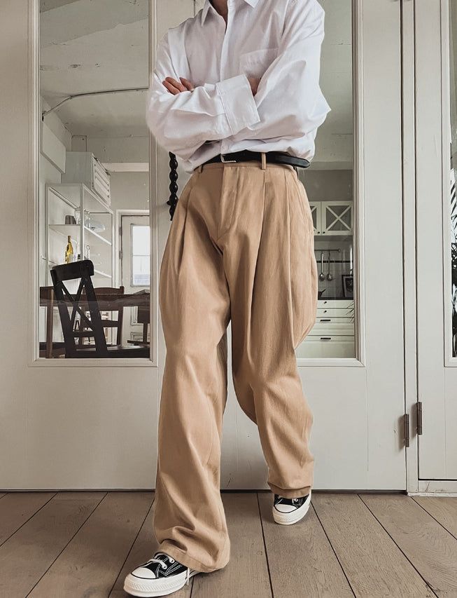 Neji two-tuck wide pants