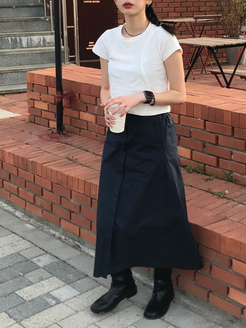 Harney button long skirt