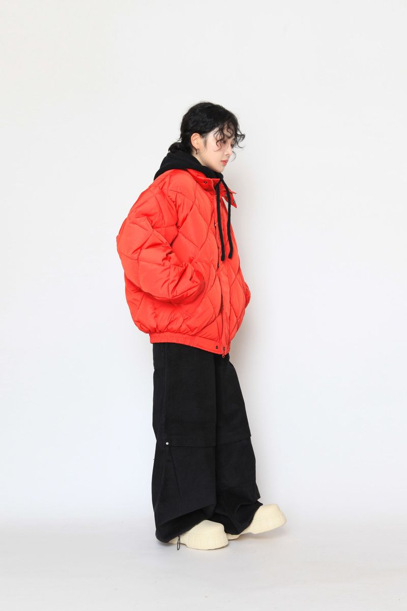 high-neck quilting padded jumper