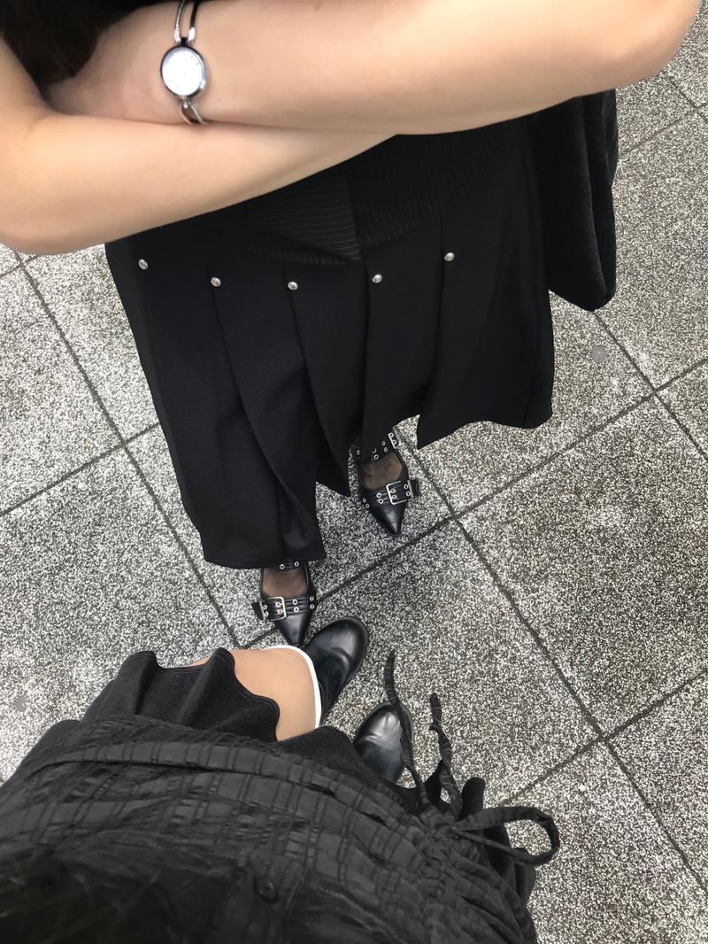 Monday Office Ball Stud Pleated Midi Skirt