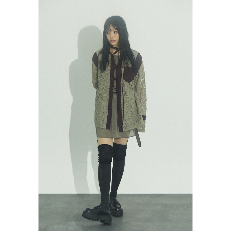 RIBBON MINI DRESS: KHAKI