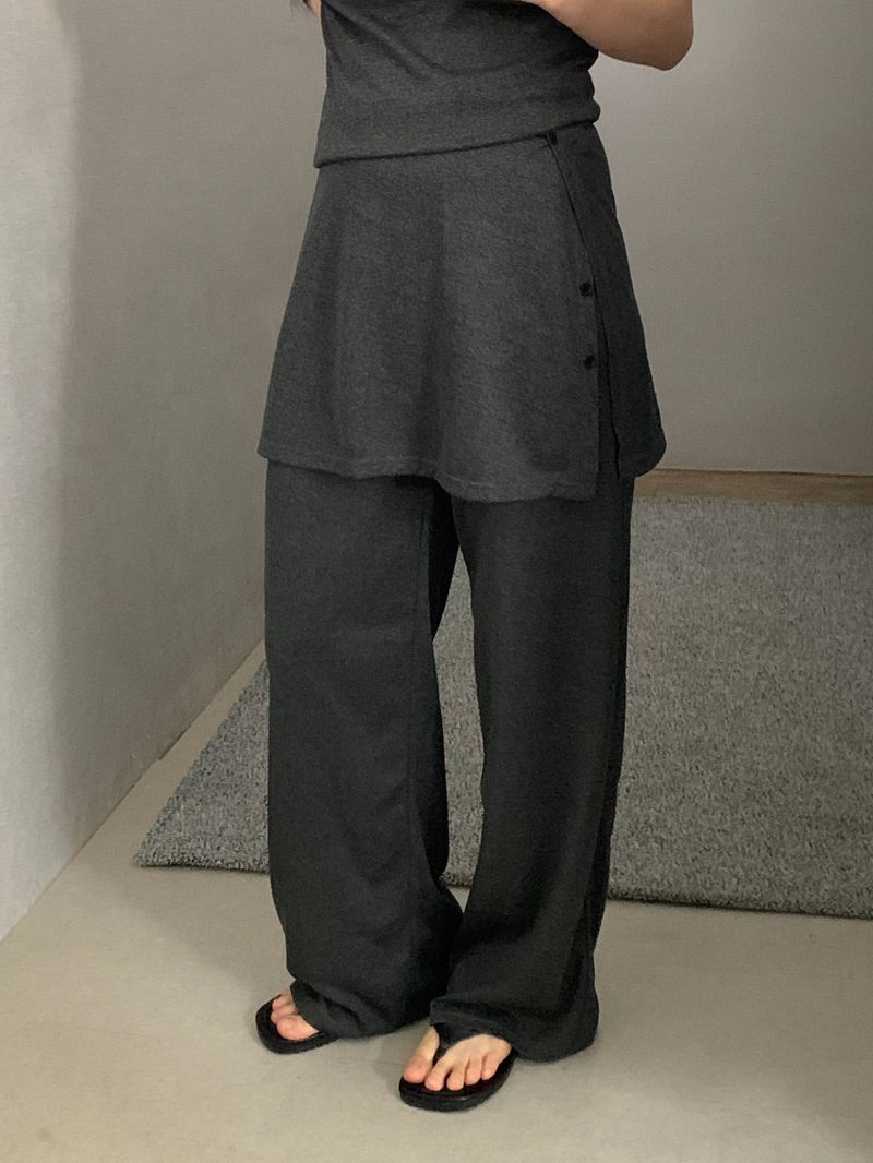 [set] Willow Drape Sleeveless Top &   Elastic-Waist Skirt-Pants Set