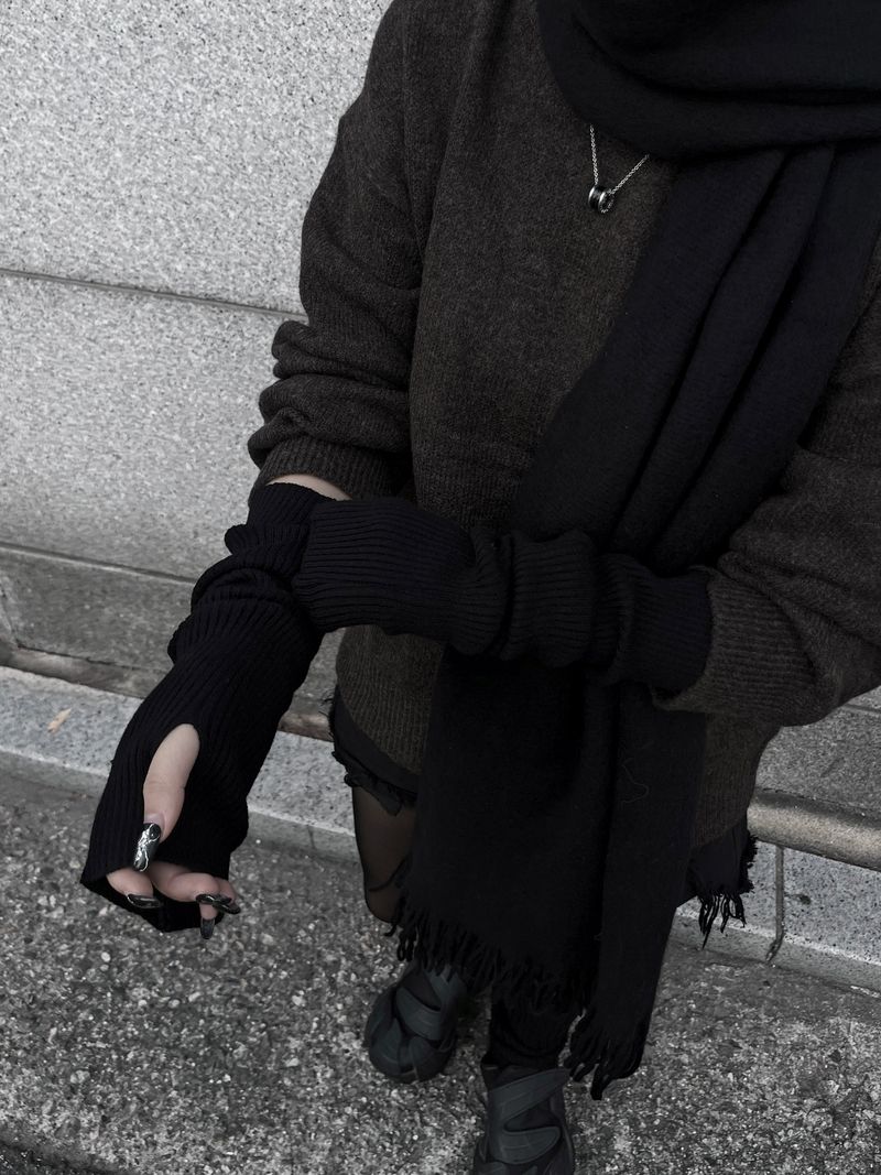 basic ribbed hand warmer (2color)