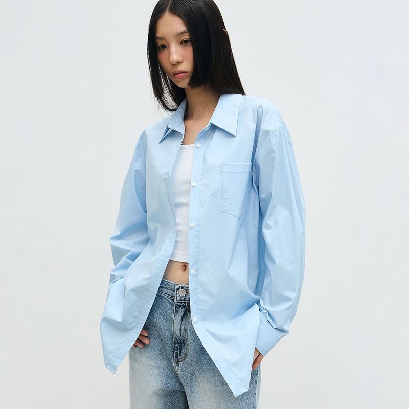 BLOOMED UNIQUE OVERSIZE SHIRT_SKY BLUE