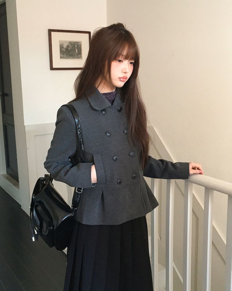 Duna Shirred Double-Breasted Jacket