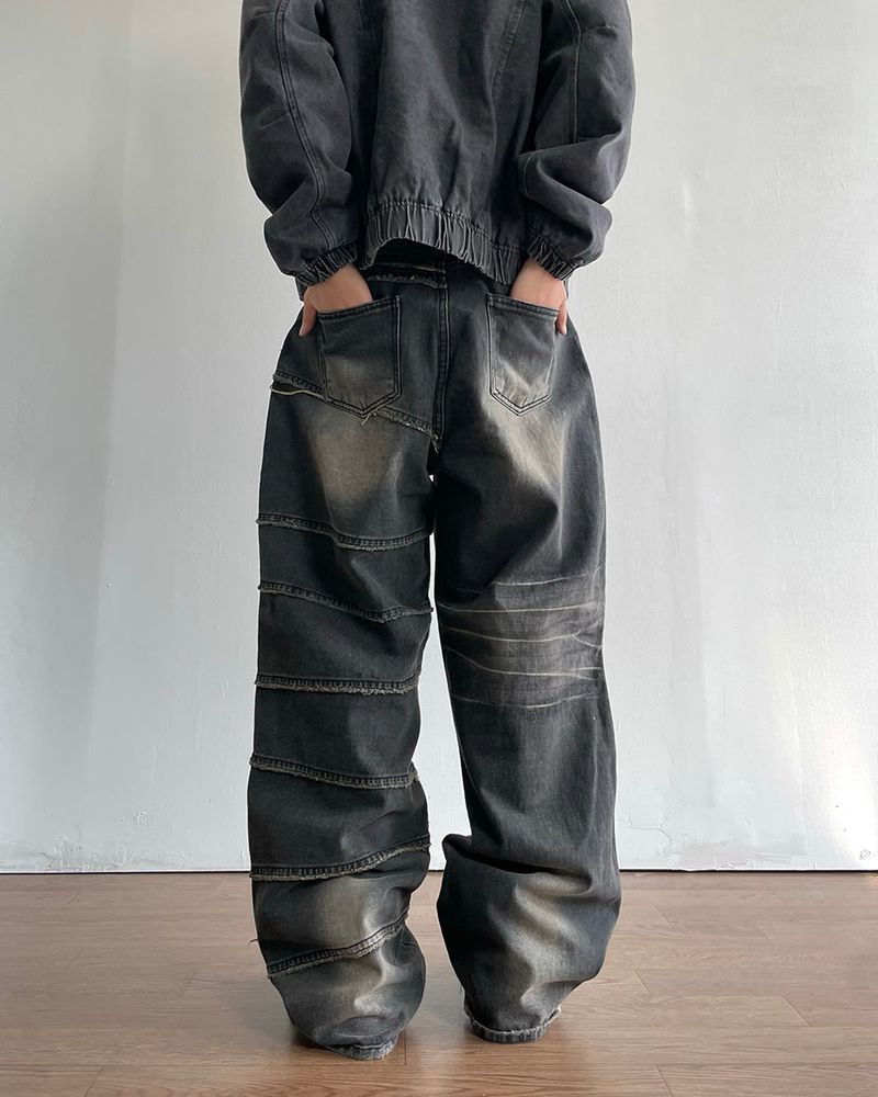 Unbalanced Cutting Denim Pants