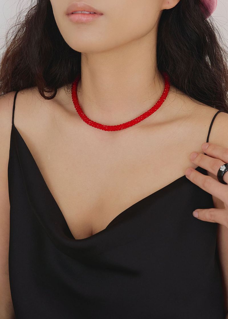 arankie(アレンキ)の「Spinel crochet necklace (Red)(Accessories)」