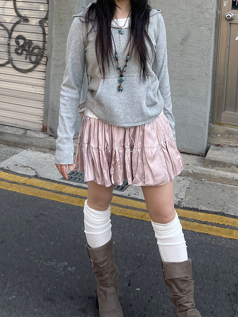 Romantic wrinkle banding skirt
