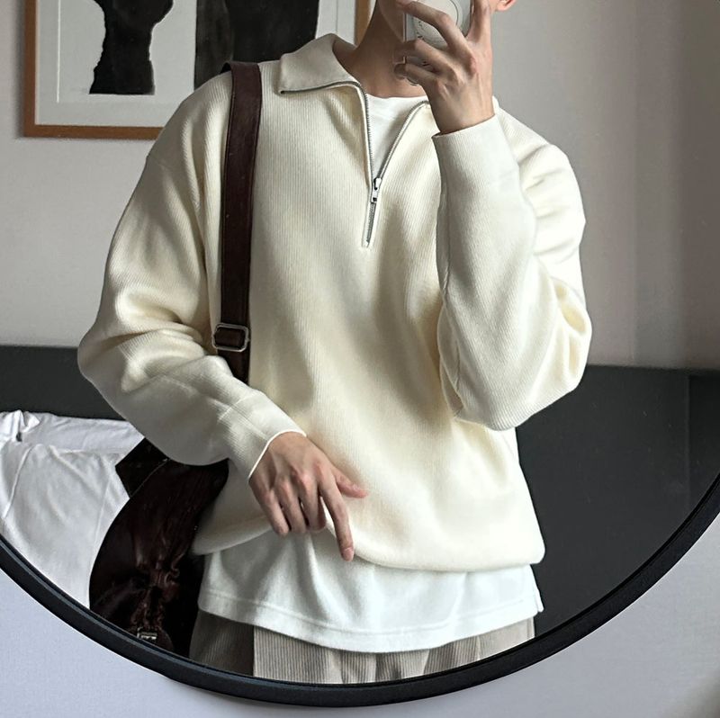 lemenne(ルメンヌ)の「LMN ロニーウォッシャブルオーバーサイズフィットハイネックタートルネックハーフジップアップニットウェア (7 colors)(トップス)」