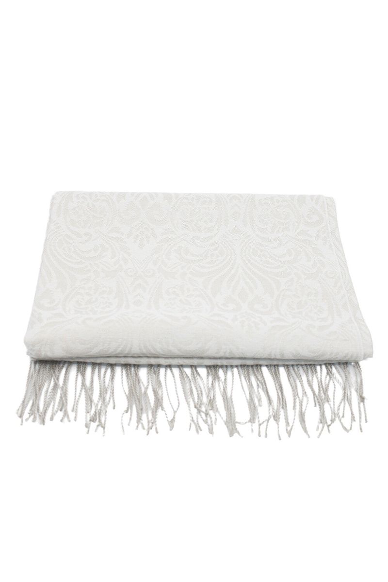 百合 Oriental paisley muffler (White)