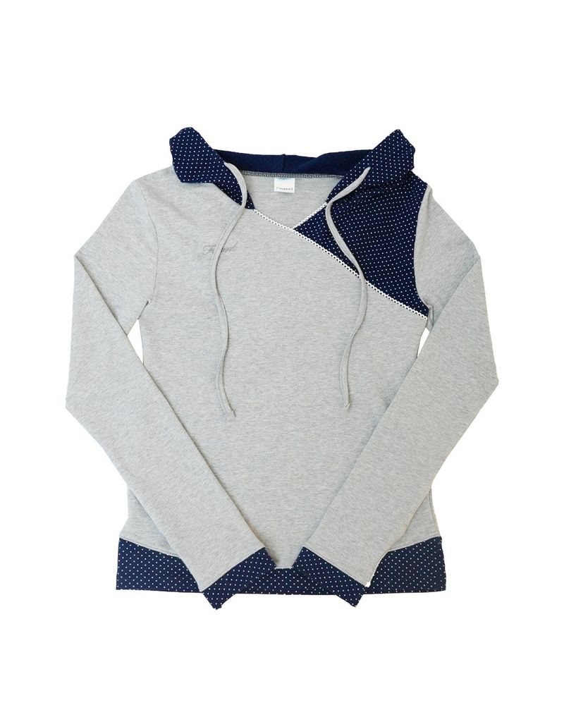 dot wrap layered hoodie / gray