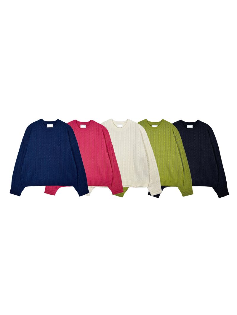 Cropped Twisted Round Knitwear (5color)