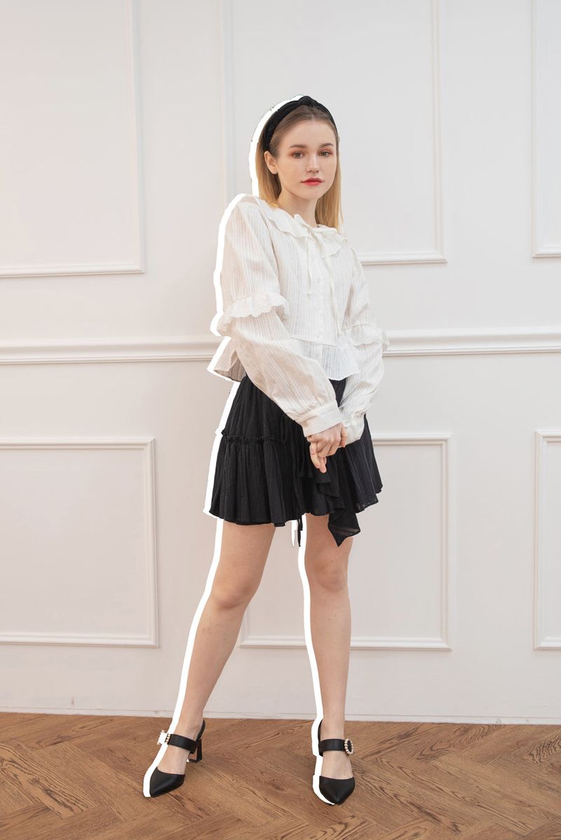 lace shirring blouse