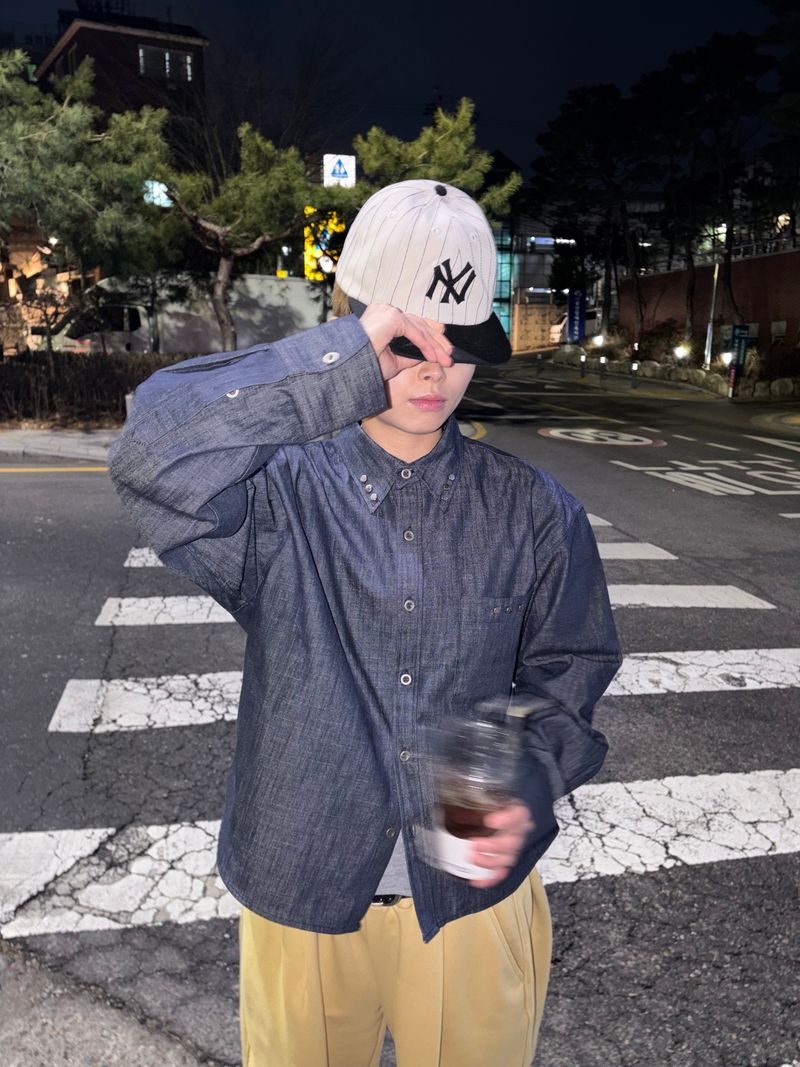 Non-fade Denim Cropped Shirt