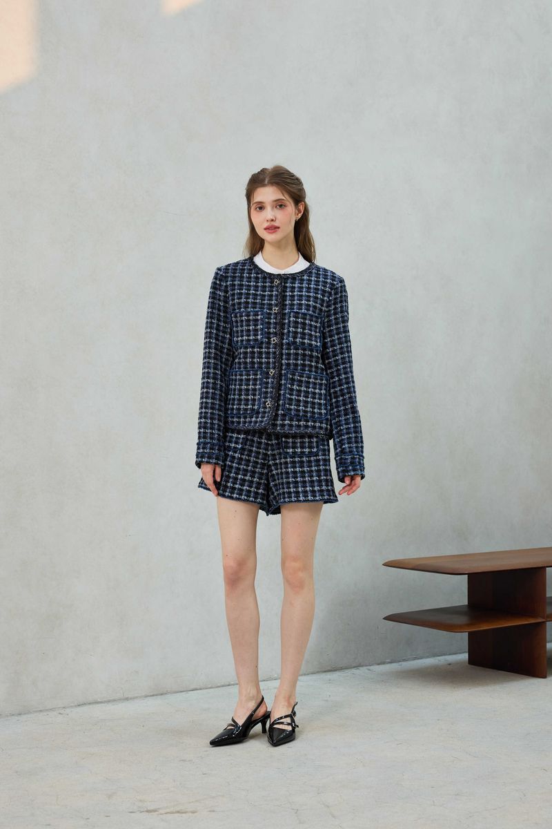 COMELY TWEED SHORTS PANTS / BLACK