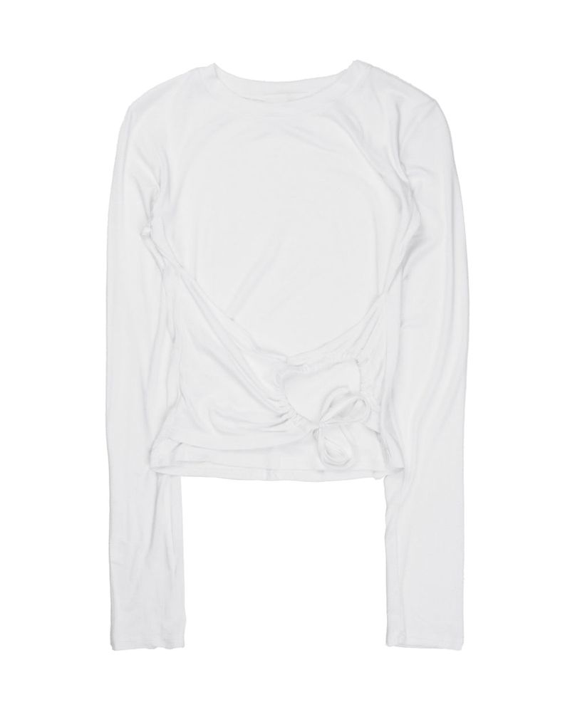 STRING HOLE SHIRRING TEE