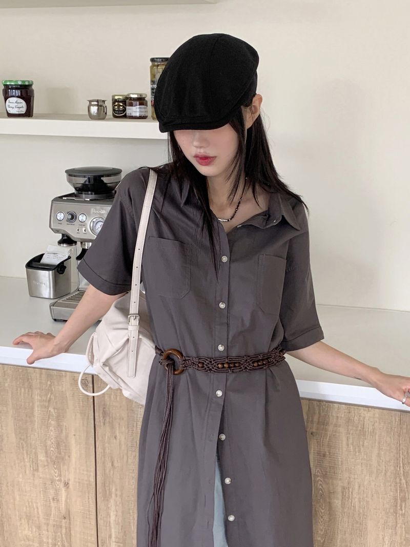 WONDER WONDER（ワンダーワンダー）の「Lest shirt pocket long-sleeved dress（Dresses）」