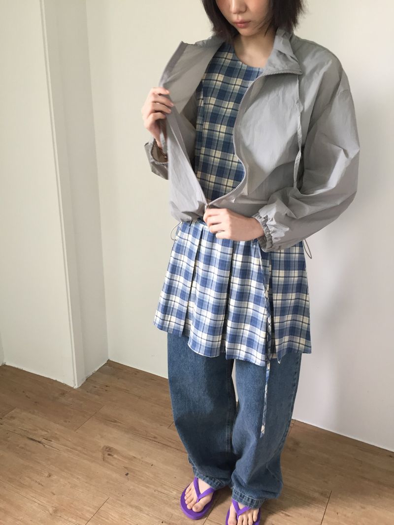 Low Check Pleated Dress (2color)