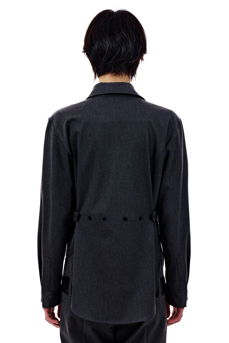 UNBALANCED BUTTON STRAP SHIRT