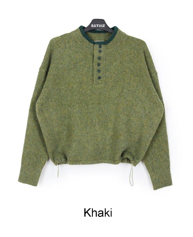 Rained color matching henley neck knit