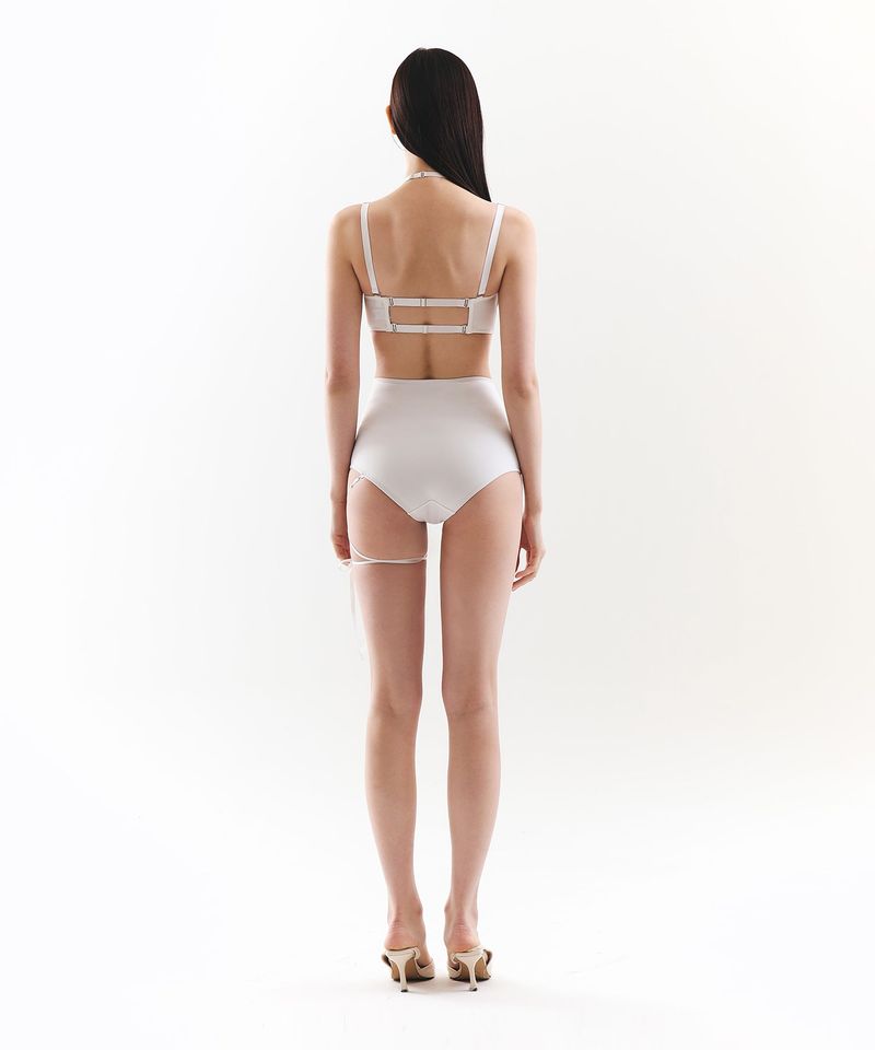 Cross Ribbon High Bikini Panties (White)