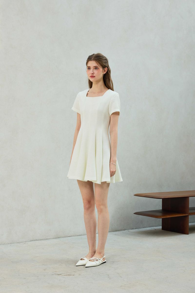LANI TWEED DRESS / WHITE