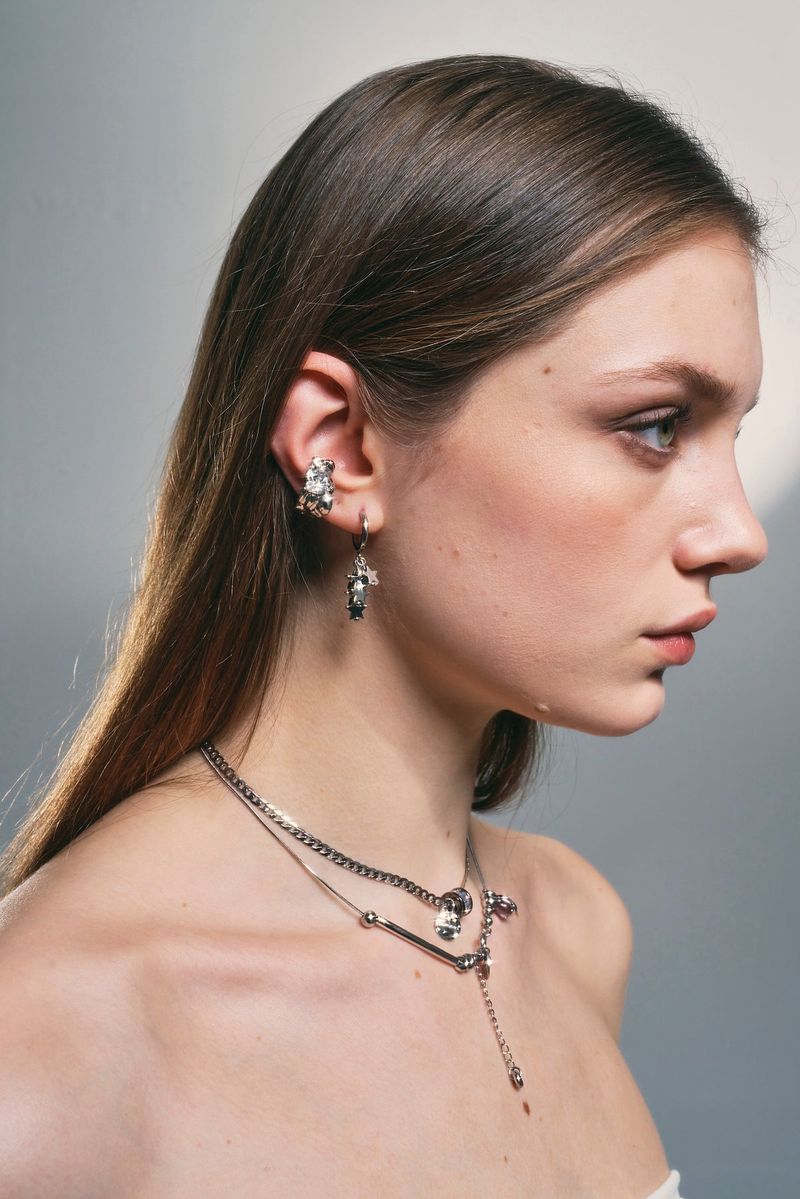 NO.317 [SILVER] GEOMETRY HEART EARCUFF