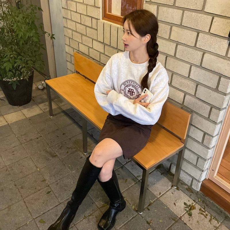 [2TYPE] STITCH CROP SWEAT SHIRTS