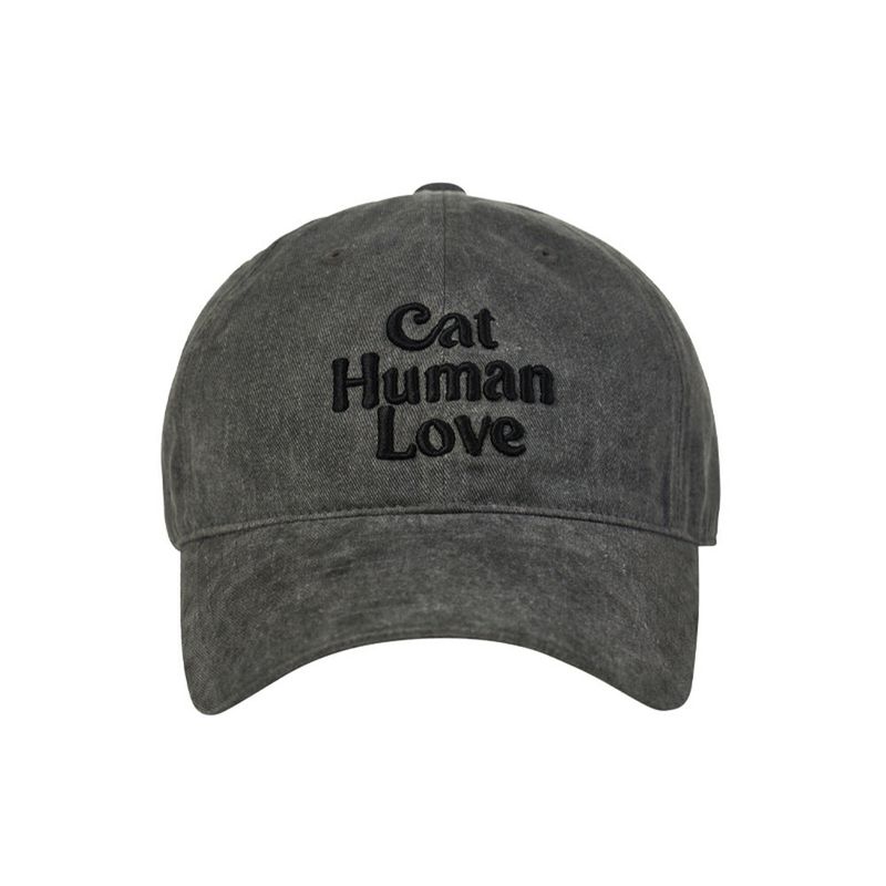 CAT HUMAN LOVE PIGMENT BALL CAP_CHARCOAL