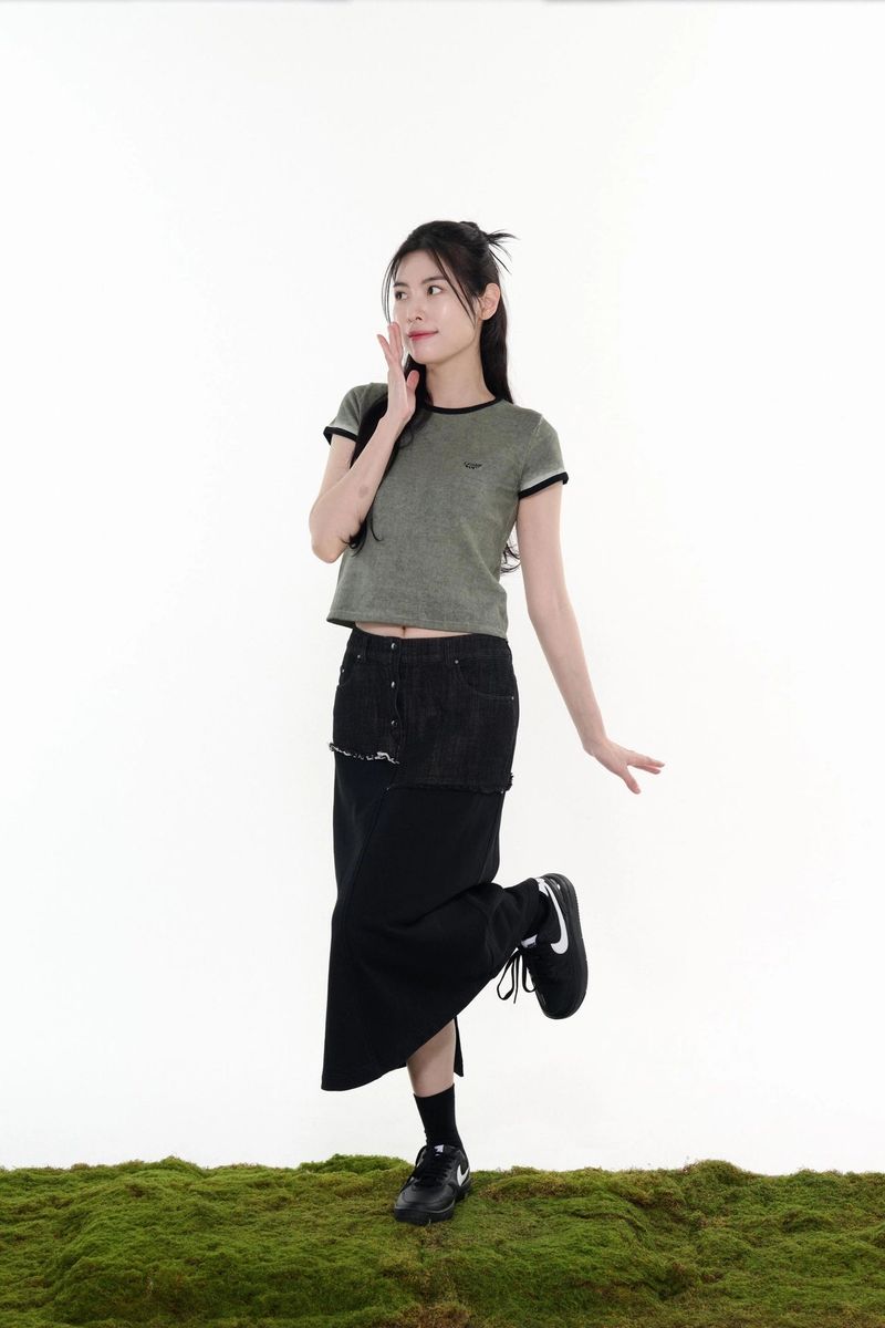 DENIM MIXED TRAING SKIRT