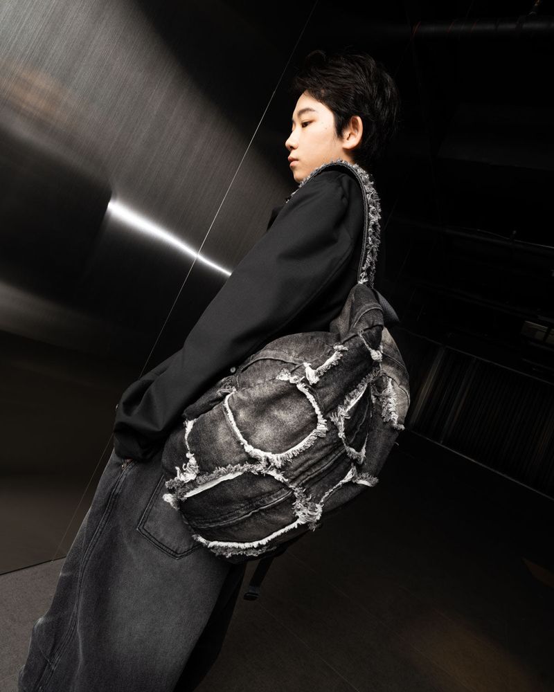 Washed Denim Turtle Backpack (Black)