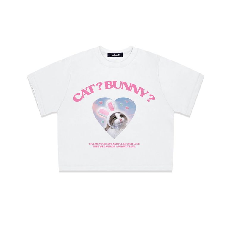 CAT&BUNNY CROP T-SHIRT [4COLOR]