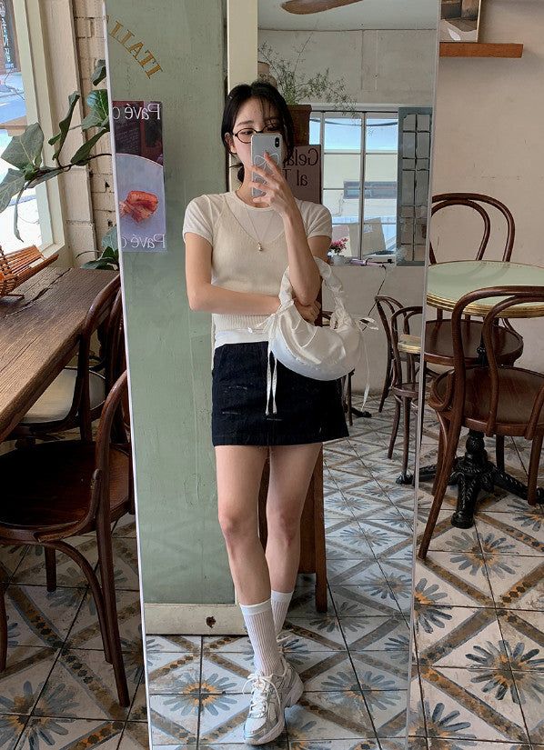 Classic Denim Mini Skirt (2color)