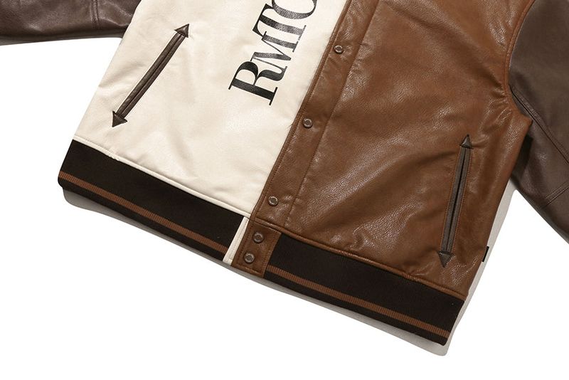 VEGAN LEATHER VARSITY JACKET_BROWN