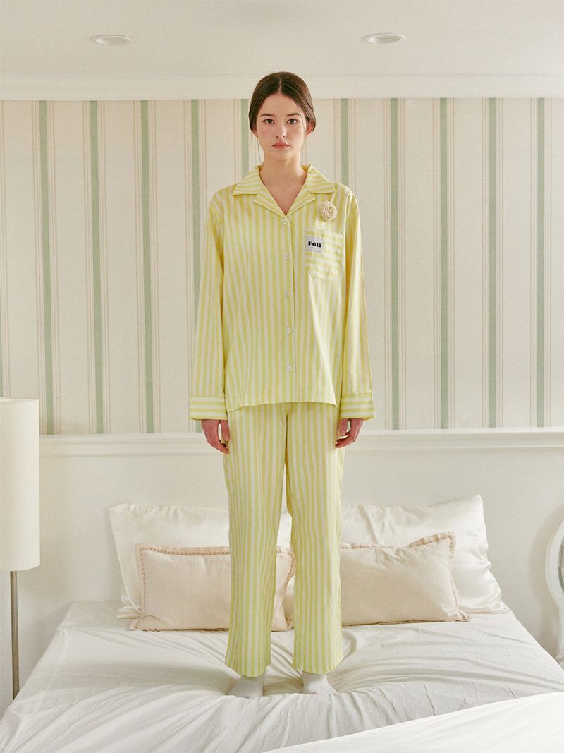 Foli（フォリー）の「(Unisex) レモンシャンパンPJセット（セットアップ）」