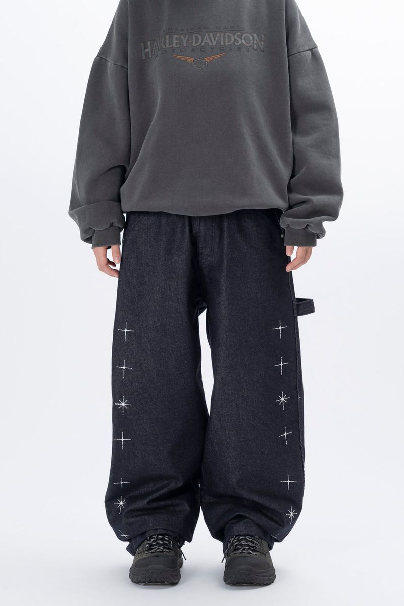 Gelly Embroidery Cross Carpenter Pants