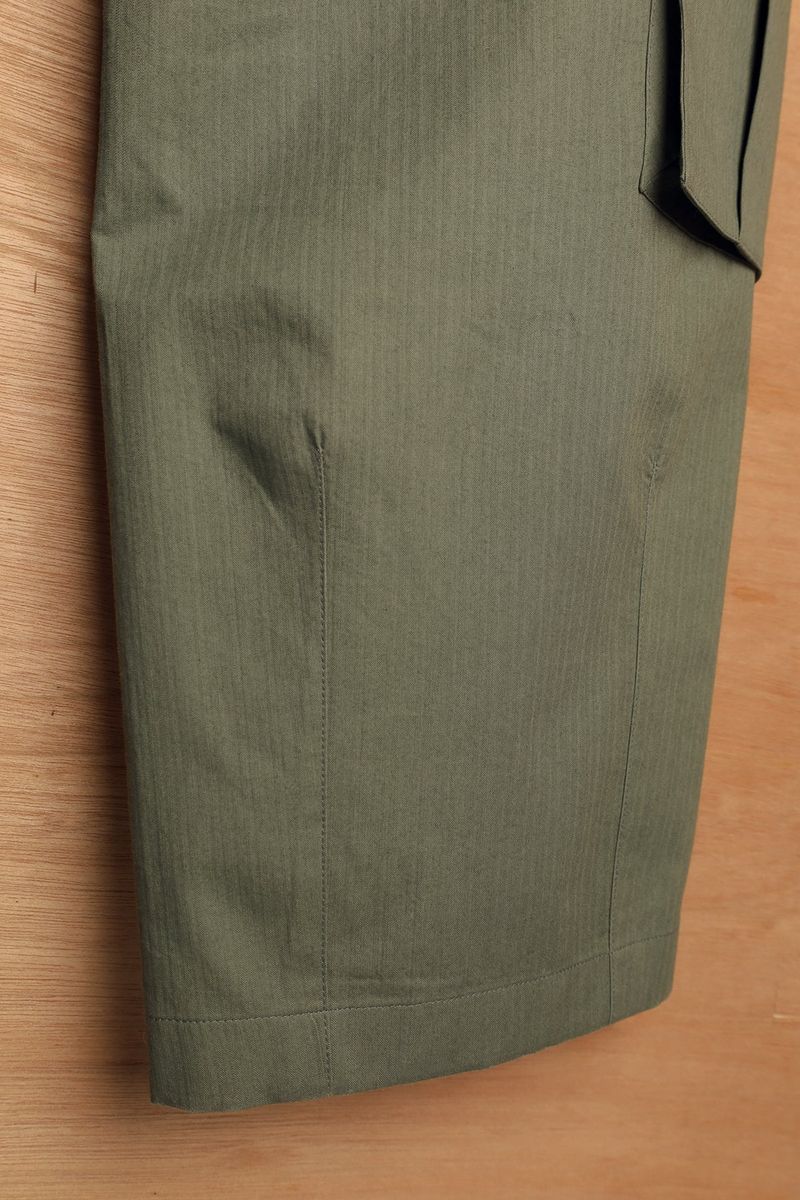 UTIL POCKET PANTS-HERRINGBONE KHAKI