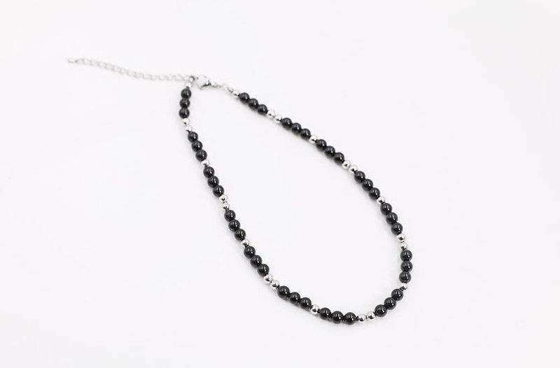 No.0850 black, green gemstone necklace