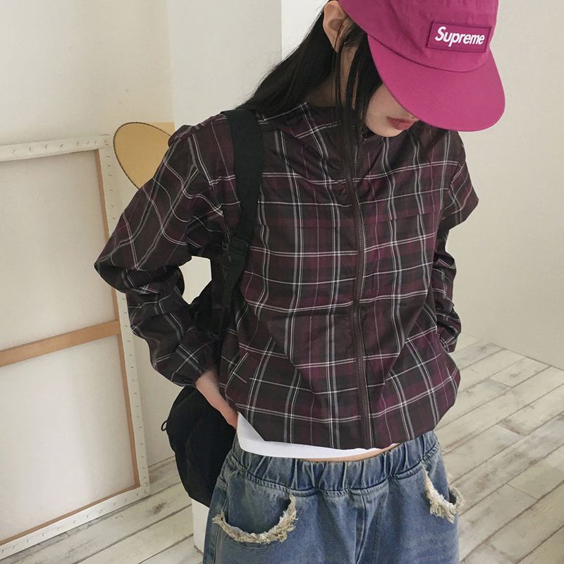 WONDER WONDER（ワンダーワンダー）の「Sapa Gopcore ヴィンテージ チェック ストリング パーカー ウインドブレーカー ジャンパー（ジャケット/アウター）」