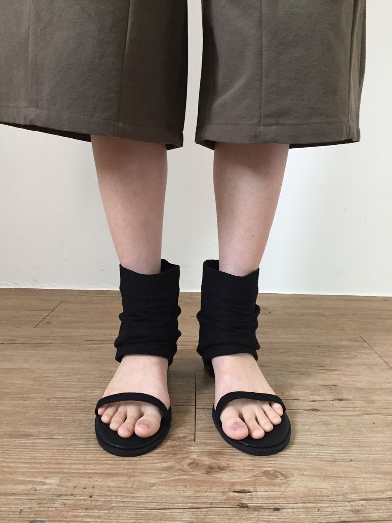 Linen ankle open sandals