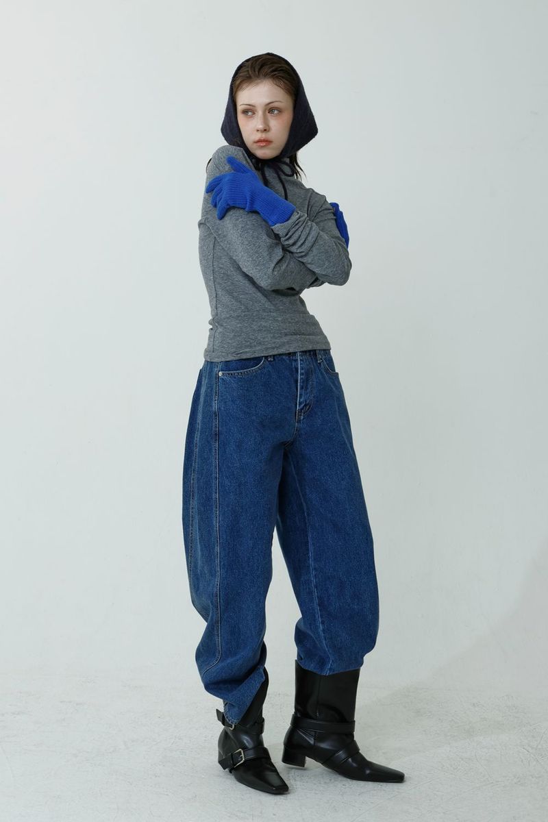 MOCK SEMI-TURTLENECK T-SHIRT_CHARCOAL